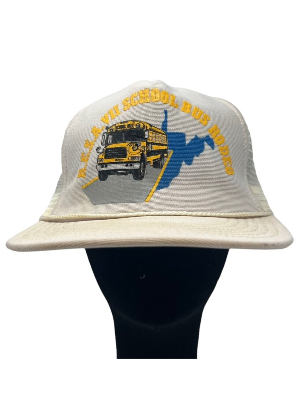 Vintage West Virginia School Bus Rodeo Trucker Hat RESA VII Mesh Snapback USA